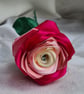 Gorgeous Handmade Raspberry Ripple Pink Ribbon Rose - Long Stem Flower Gift - Image 9