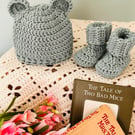 Teddy Bear Hat & Booties Gift Set