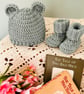 Teddy Bear Hat & Booties Gift Set - Image 1