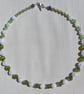 Crackled Clear Quartz & Green Peridot Gemstone Statement Beaded Necklace - Image 7