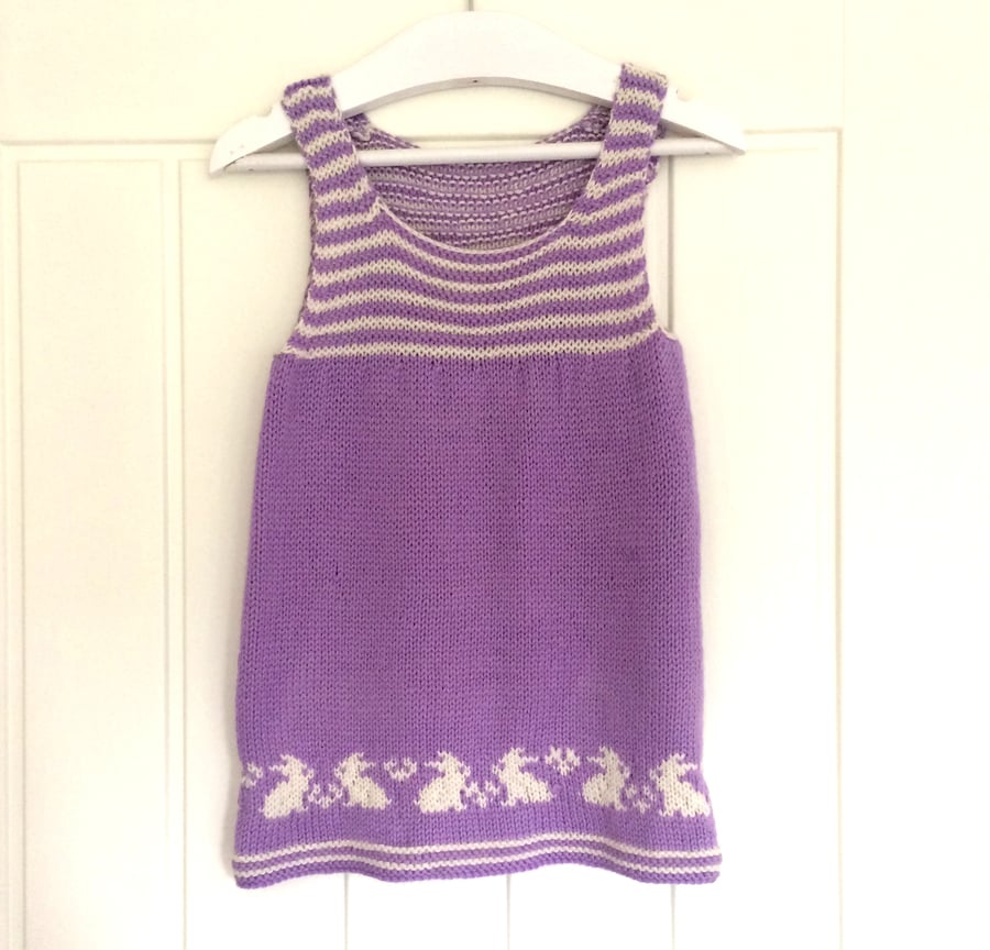 Flopsy Bunny Slip dress for babies knitting pattern