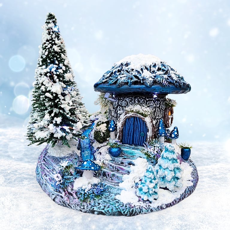 Christmas Cottage Fairy House With Lights
