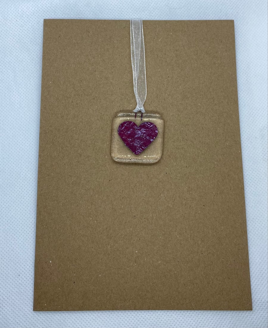 Fused glass hanging keepsake sending love card