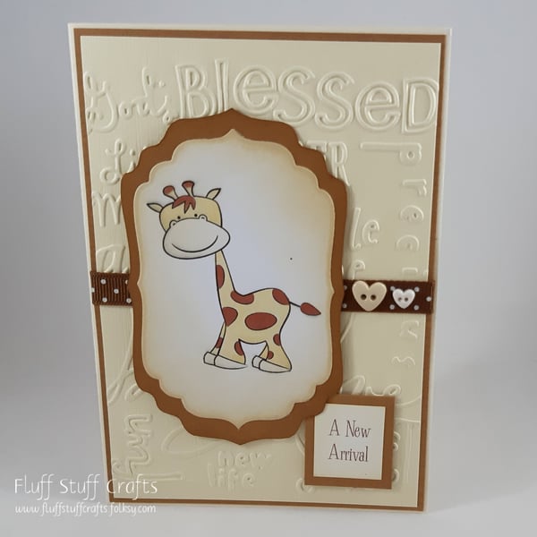 Handmade giraffe new baby card