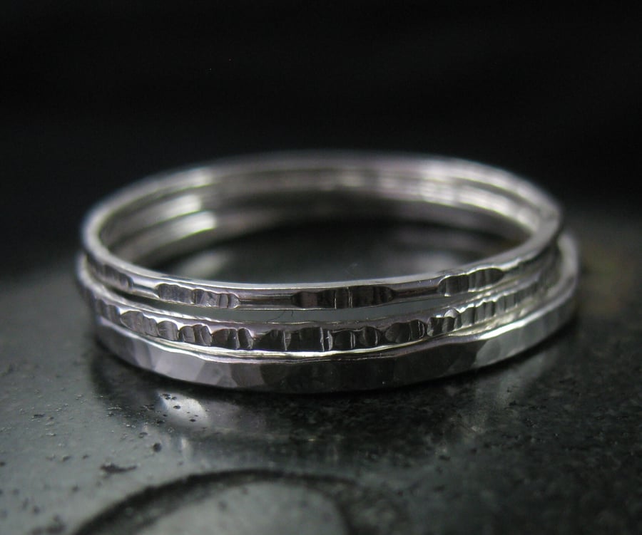 Three sterling silver stacker rings