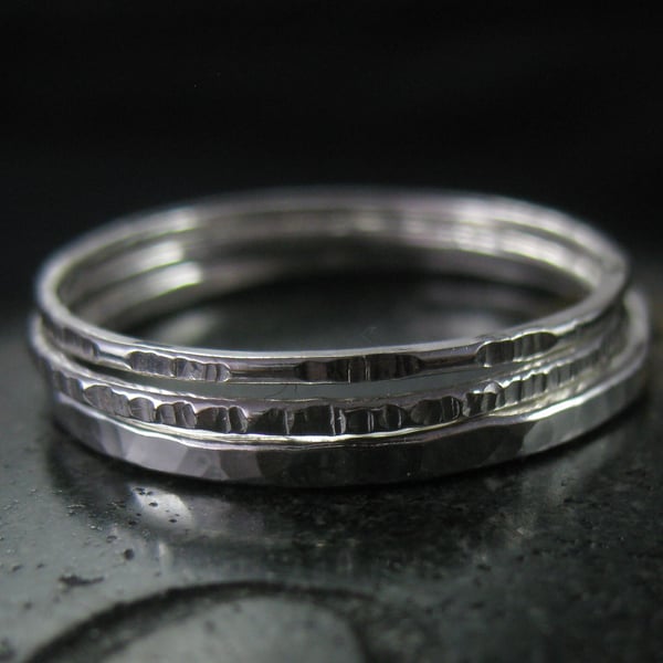 Three sterling silver stacker rings