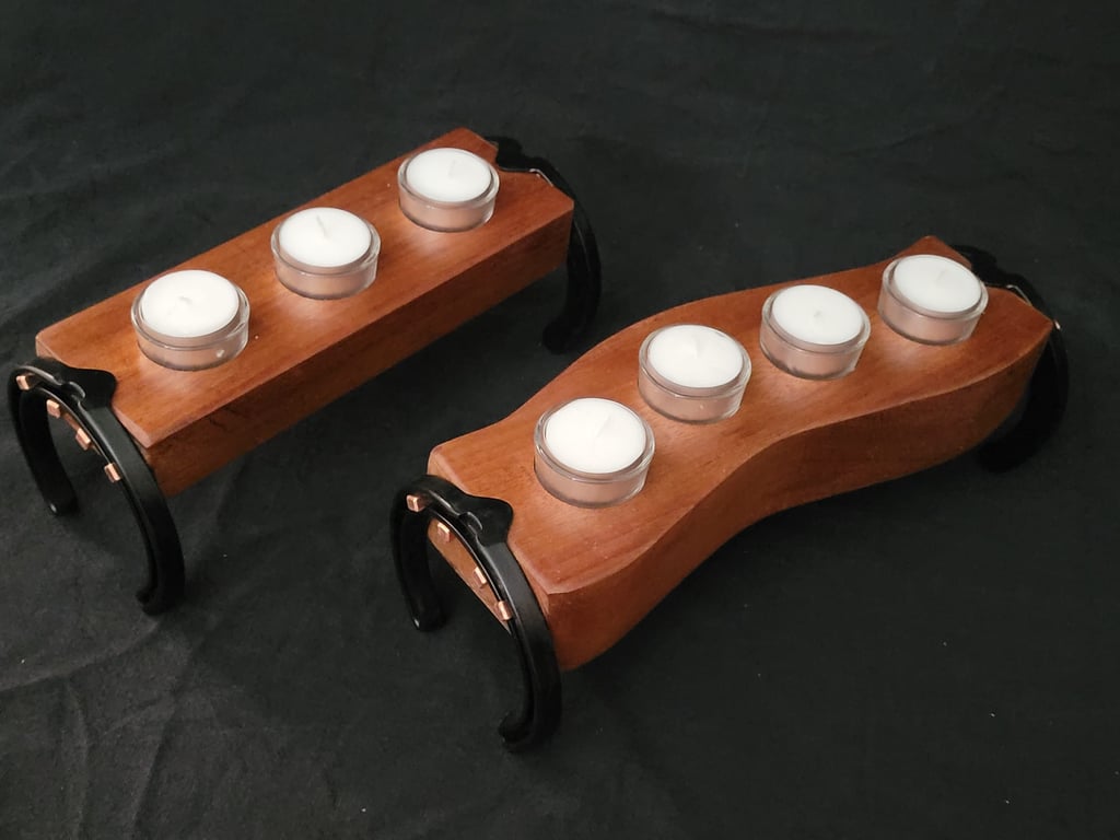 Stunning dark wood opulent candle holders