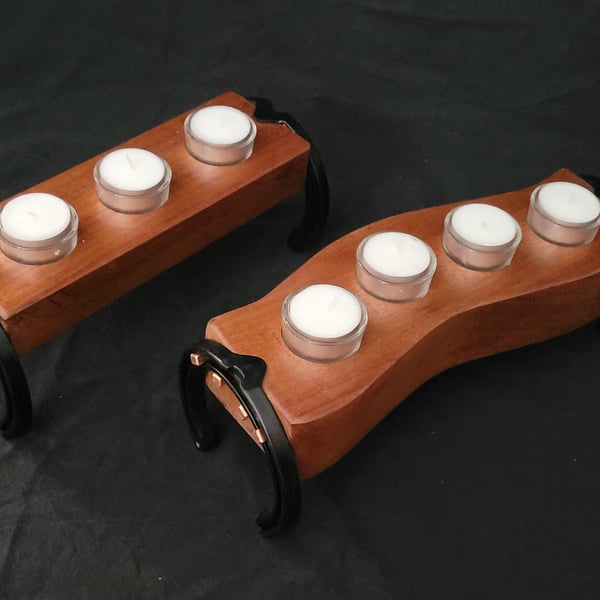 Stunning dark wood opulent candle holders