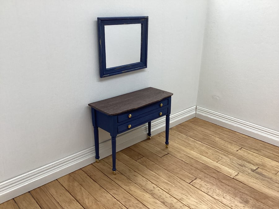 Dolls house elegant console table and mirror 1:12 scale handmade