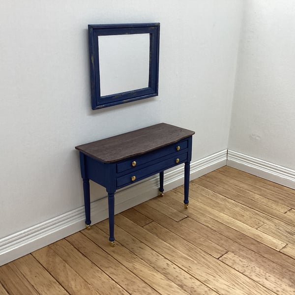 Dolls house elegant console table and mirror 1:12 scale handmade