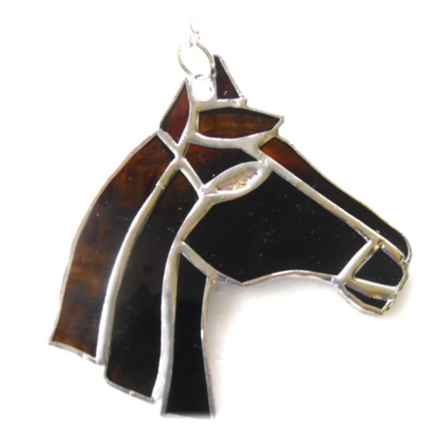 Horse Suncatcher Stained Glass Horsehead Brown 