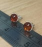 Amber stud earrings. Women's studs Yellow Post earrings 8mm - Image 6