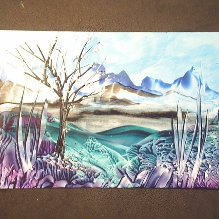4x6 postcard encaustic winter scene