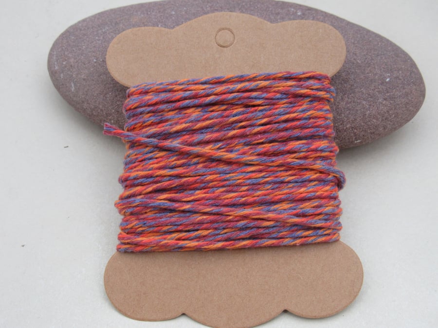 10m Soft Bright Orange, Purple, Red Cotton String