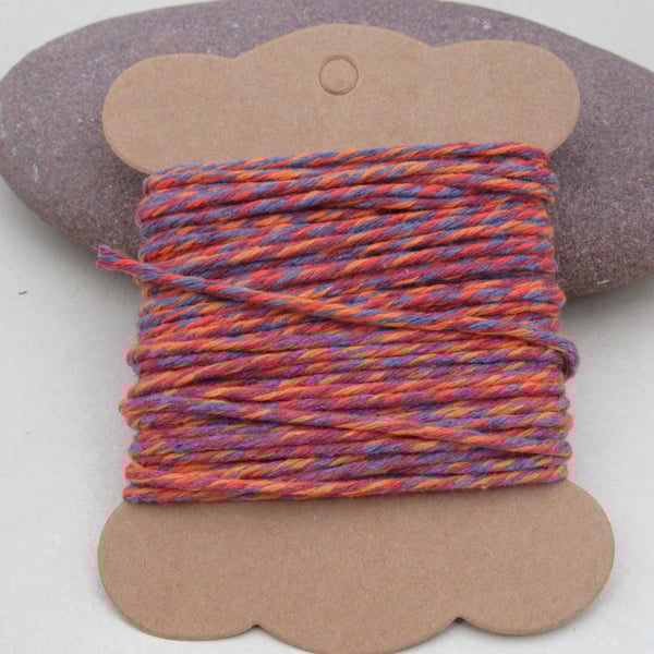 10m Soft Bright Orange, Purple, Red Cotton String