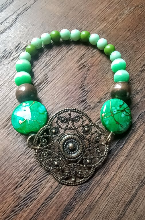 "Emerald City" - Stretchy beaded bracelet 