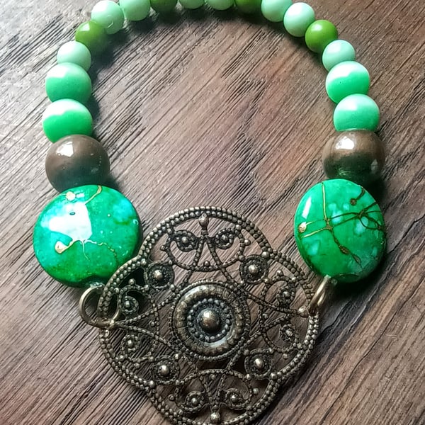 "Emerald City" - Stretchy beaded bracelet 