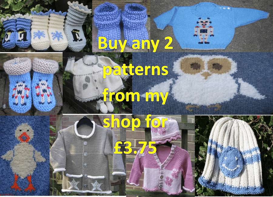 KNITTING PDF PATTERNS - Pattern Offer - Any two patterns for 3.75 pounds