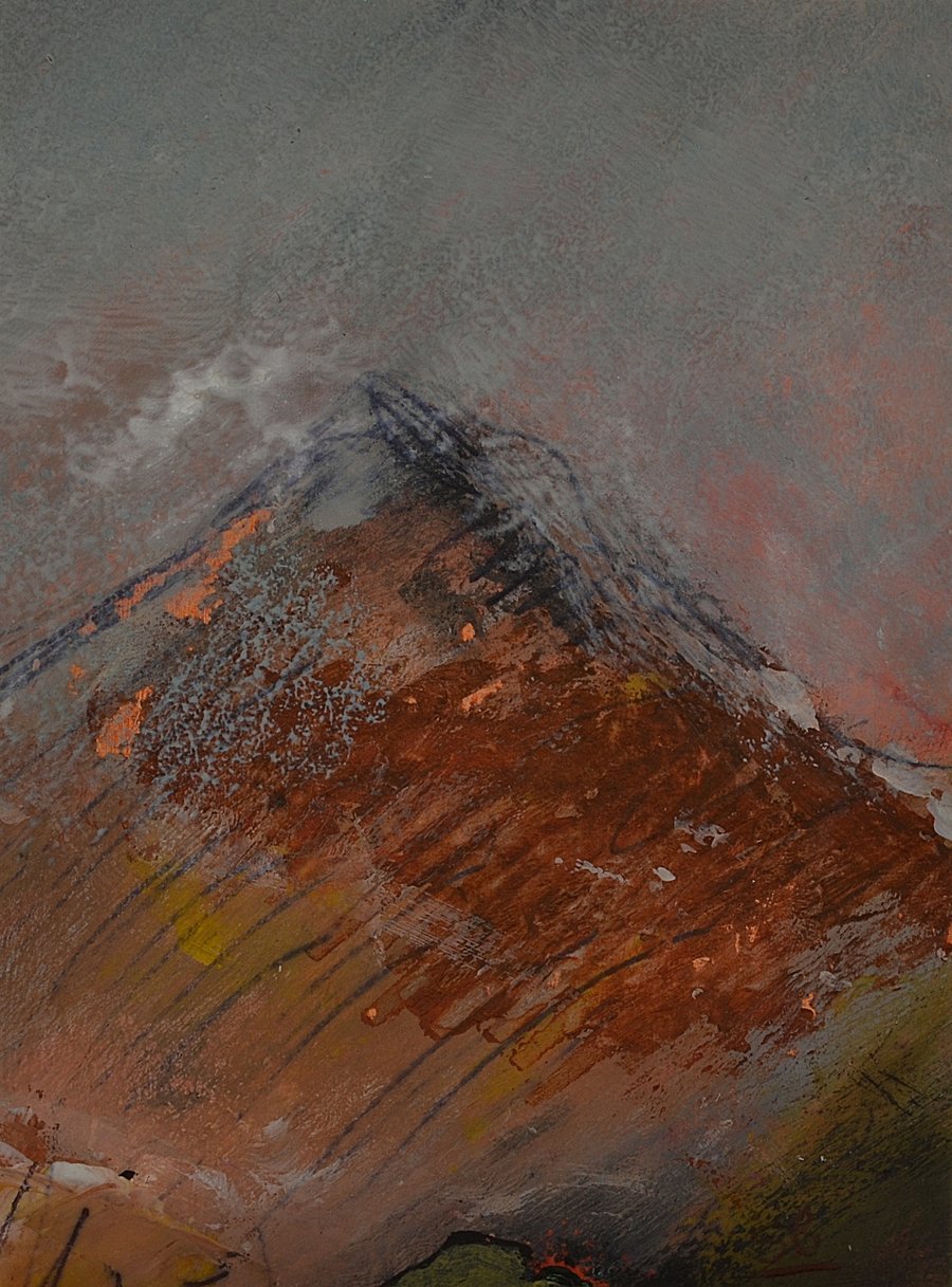 ACEO Original Painting of Mountain Top