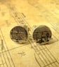 Button stud earrings with musical stave - Image 2