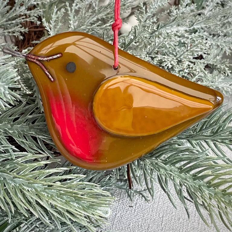 Robin - Christmas tree decoration caramel opaque