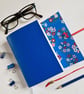 Blue Daisy Leather Journal, lined with Chiyogami Paper, perfect Mothers Day Gift