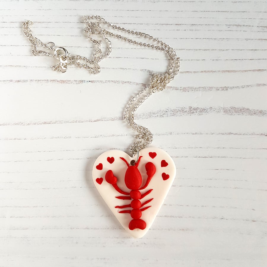 Lobster and hearts Necklace
