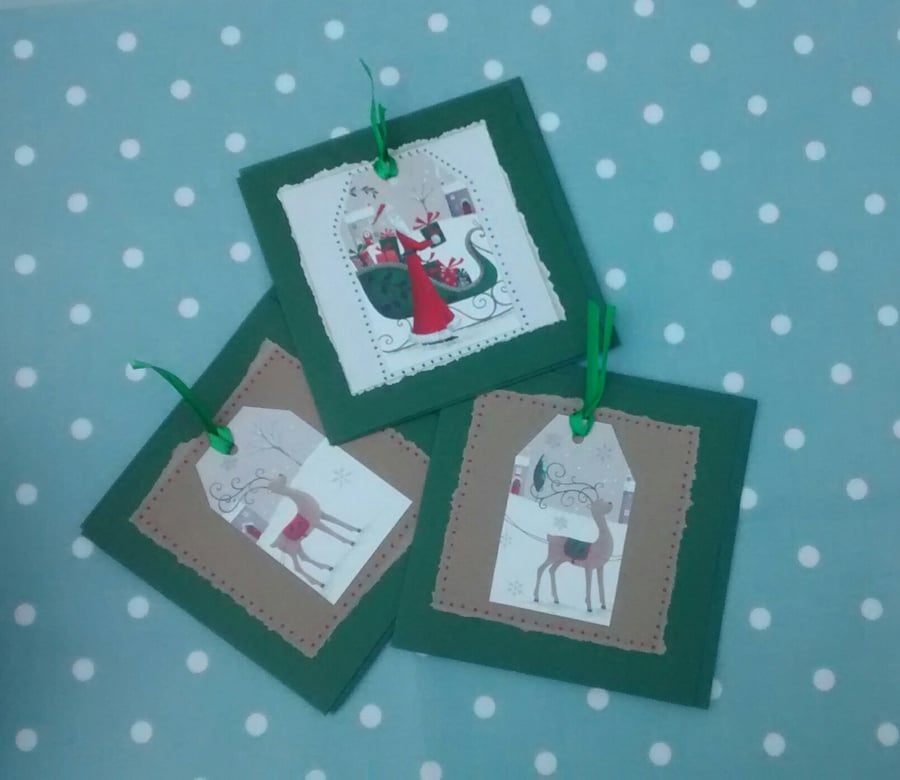 Christmas Cards - set of 3 Handmade Cards