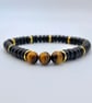 Tiger Eye & Coconut Shell Larger Size Bracelet, Unisex, Fathers Day Gift For Him