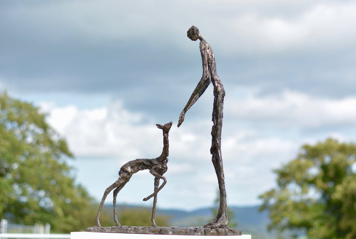 Trust, Woman and Deer Statue Bronze Resin Sculpture