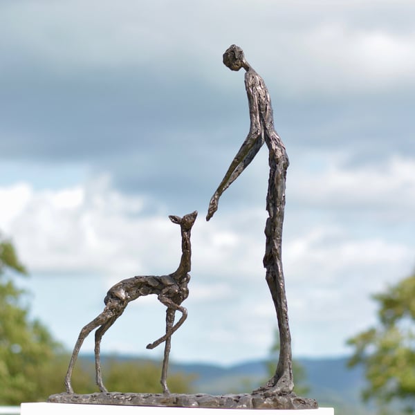 Trust, Woman and Deer Statue Bronze Resin Sculpture