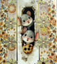 Playful Mice Mouse - Hand Crafted Decoupage Greeting Card - Blank (3787)