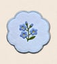 Forget Me Not Candle Coaster - Embroidered Floral Home Decor