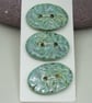 3 Medium Oval Verdigris Green Leaf Pattern Ceramic Buttons - Image 5