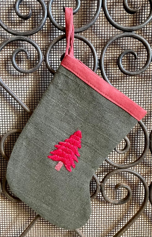 Hand Embroidered Christmas Stocking