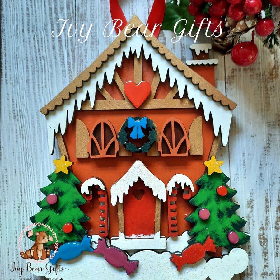 Wooden Gingerbread House Christmas decoration 3D