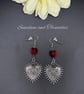 Gothic All Seeing Eye Earrings - Red Heart Earrings - Handmade - Drop Earrings