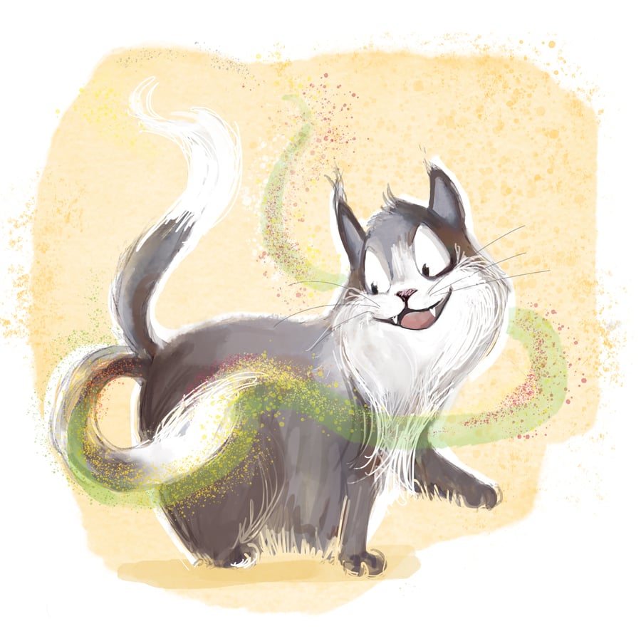 Nekomata - Two Tailed Cat Print