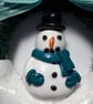 Set of 3 Snowman Christmas Decoration Teal or Red - Image 3