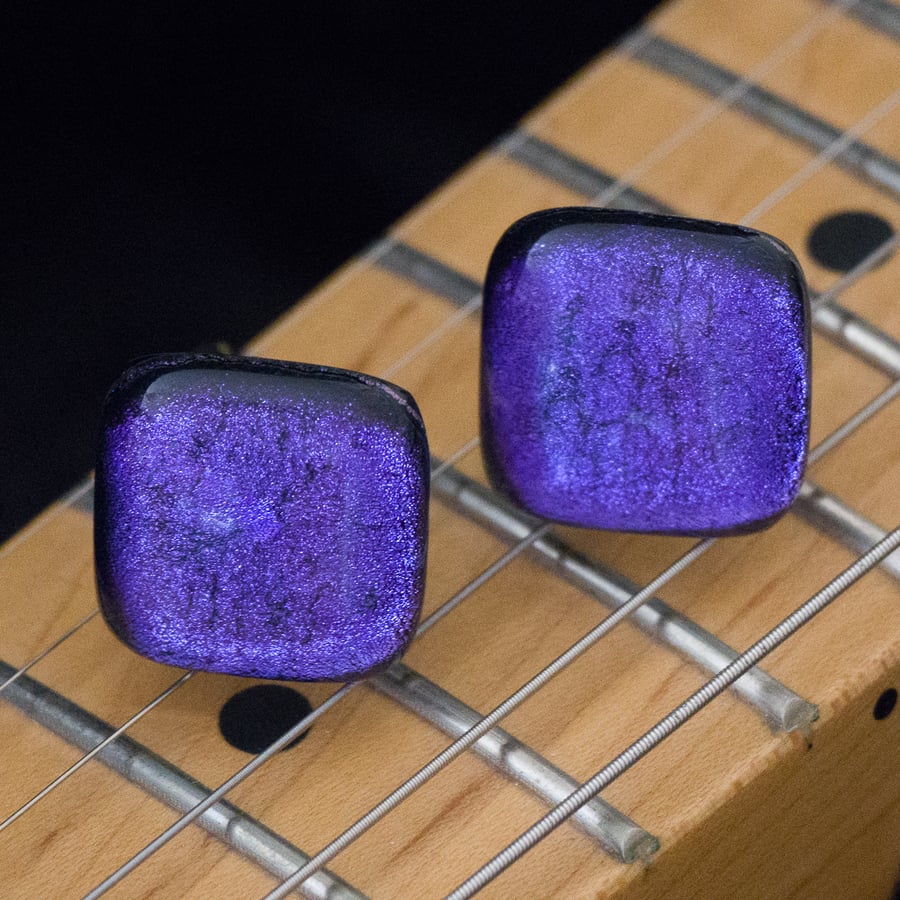 Deep Purple Glass Cufflinks - 4058