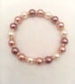 Pearl Bracelet - Pink Pearl Bracelet with Preciosa Crystal Diamante Rondelles - Image 5