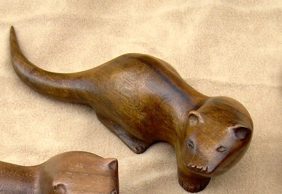 hand carved wooden otter