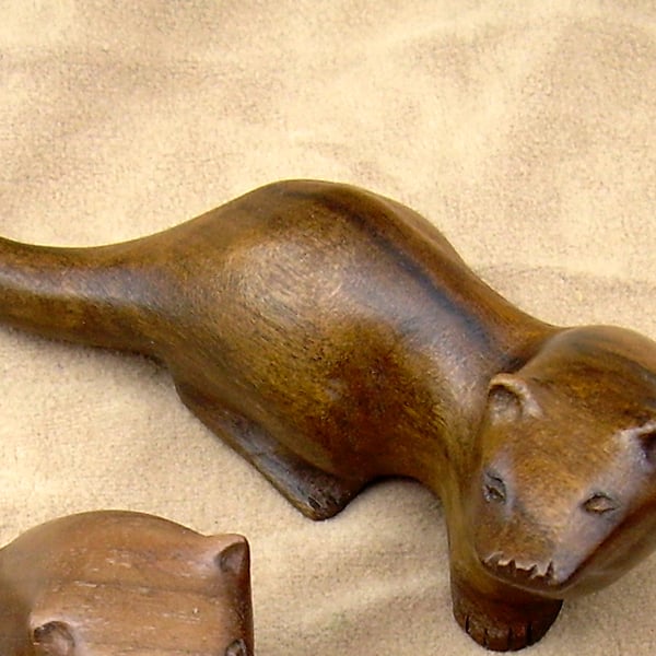 hand carved wooden otter