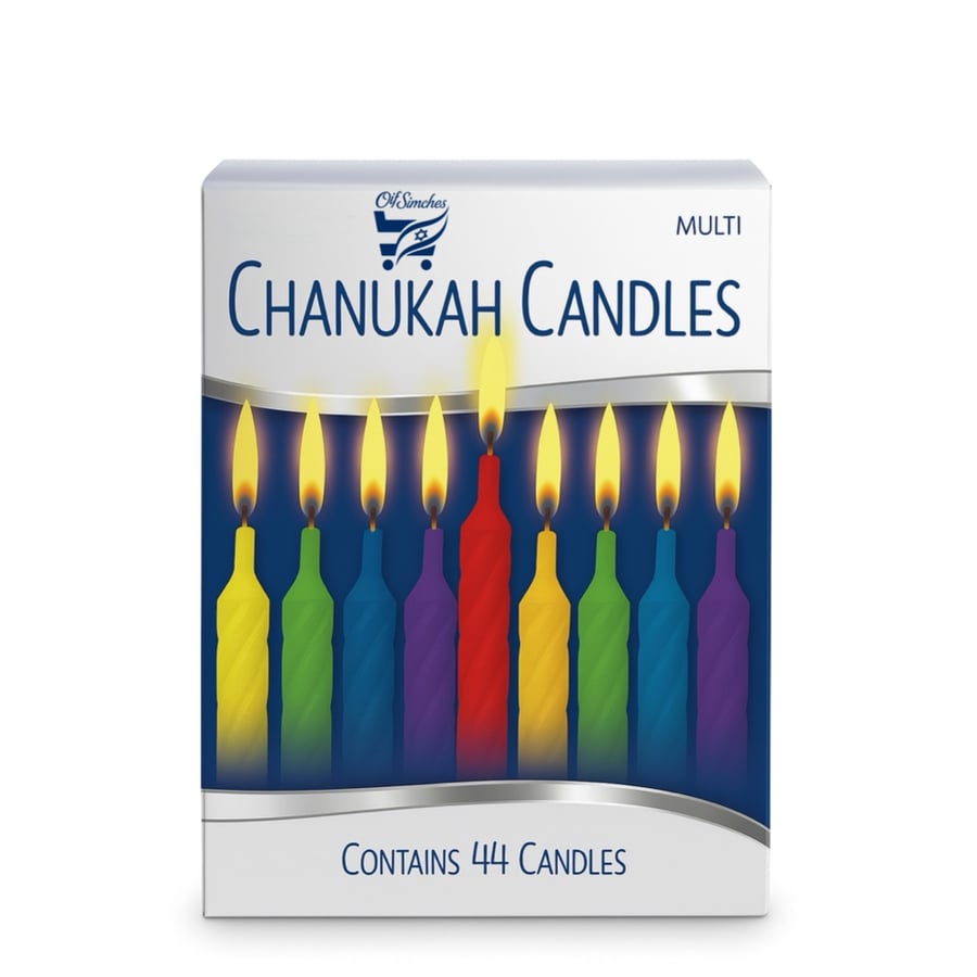 Chanukah Candle - Multi Colours Fastival Candle Set Box of 44