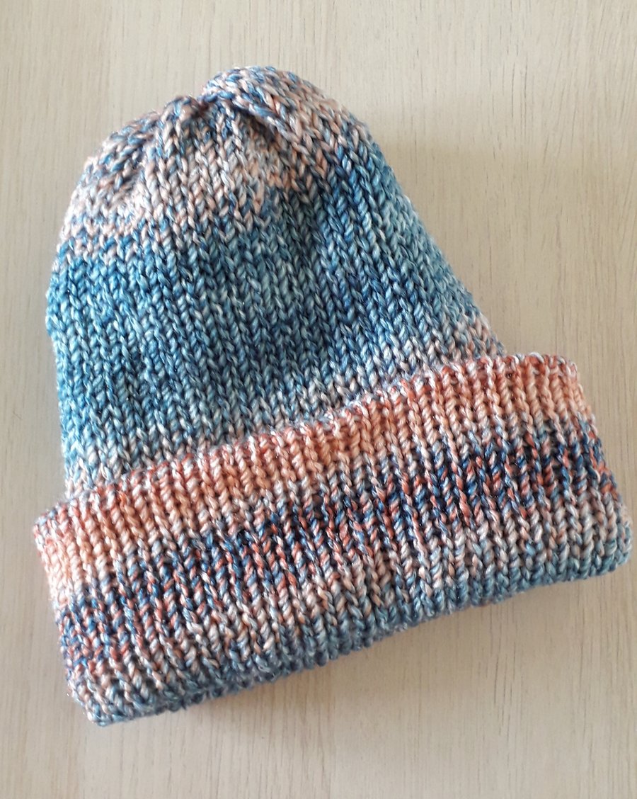 Reversible Double thickness Beanie Hat, Adult Size