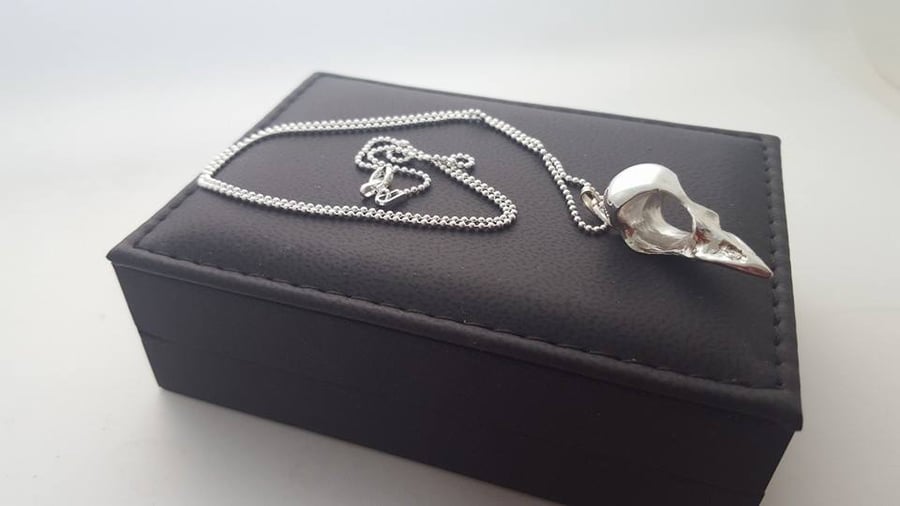 Sterling Silver Swallow Skull Pendant