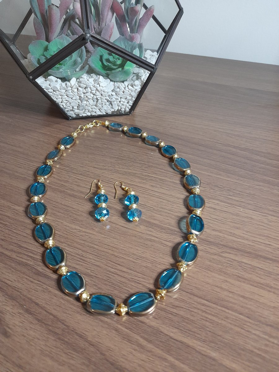 Turquoise jewellery cheap set in gold