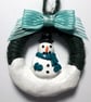 Set of 3 Snowman Christmas Decoration Teal or Red - Image 2