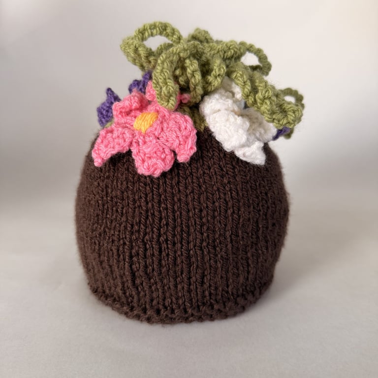Childs Hand Knitted Flower Hat