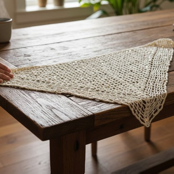 white crochet bandana with sequins